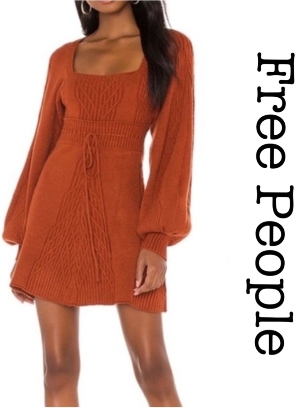 New Free People Emmaline Mini
Sweater Dress Cut Out Back in Burnt Orange XL